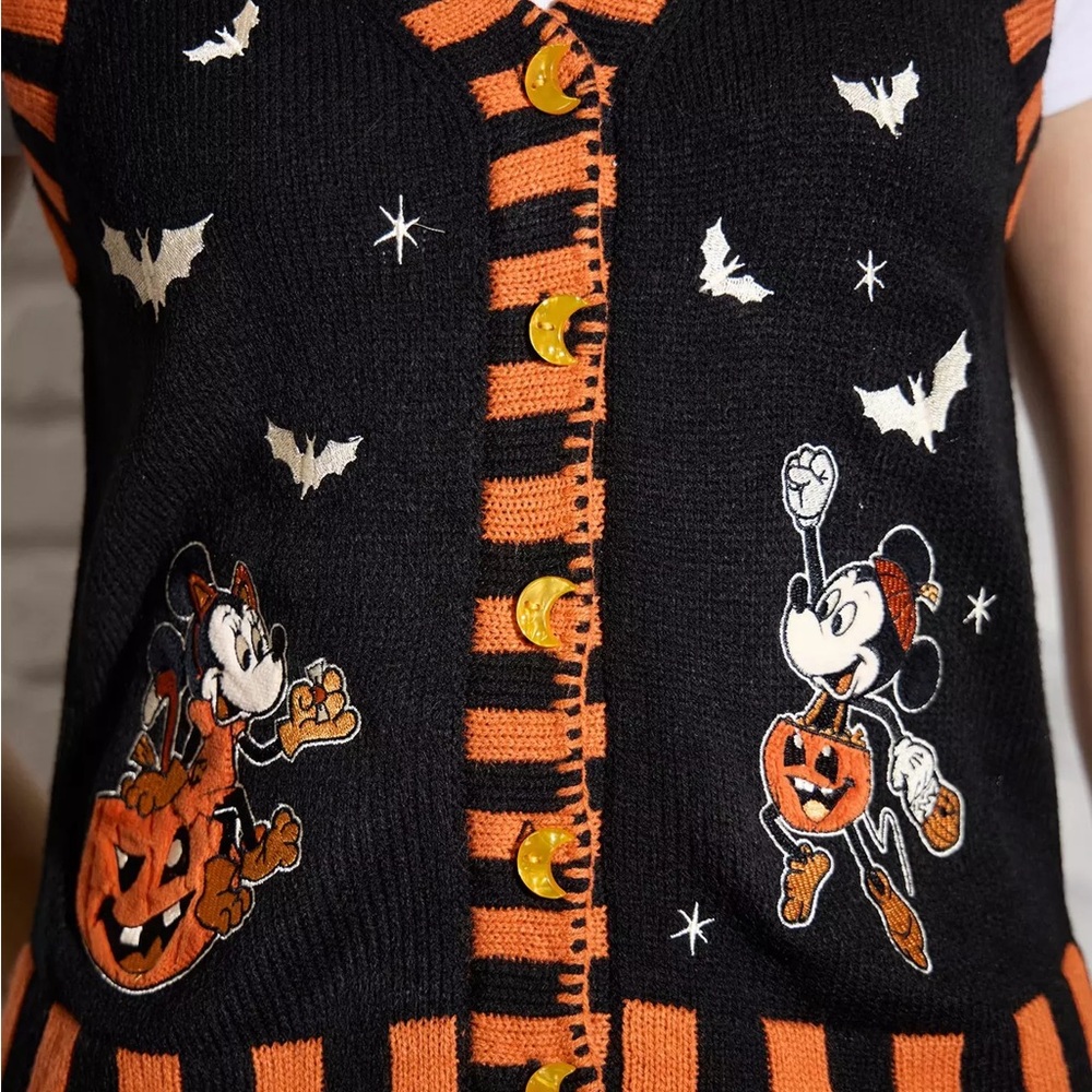 Disney Mickey Mouse & Minnie Mouse Pumpkin Sweater‎ Vest Halloween - Picture 4 of 4
